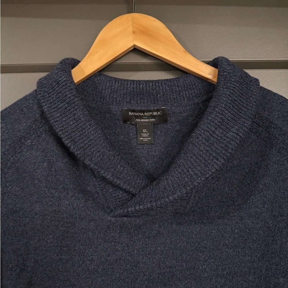 NWOT Men's Banana Republic Shawl Collar Blue Sweater size XL